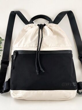 OGIO Black Cream Nylon Backpack Work School Gym Hiking Bag